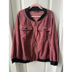 Womens Bloomchic Womens Jacket Mauve Pink Pockets Zipper Button Detail 18 - 20